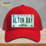 Alton Bay New Hampshire Novelty License Plate Hat Mesh / Red