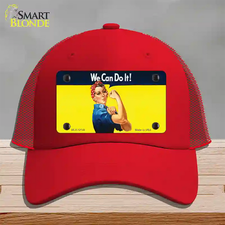 We Can Do It Novelty License Plate Hat Mesh / Red