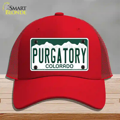 Purgatory Colorado Novelty License Plate Hat Mesh / Red