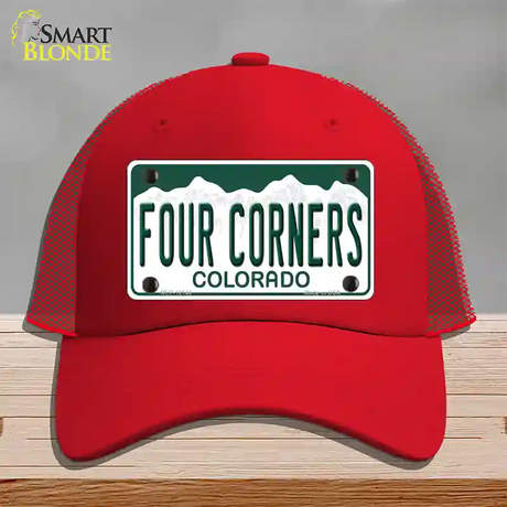 Four Corners Colorado Novelty License Plate Hat Mesh / Red