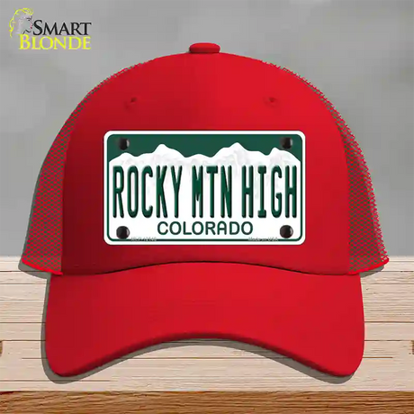 Rocky Mountain High Colorado Novelty License Plate Hat Mesh / Red