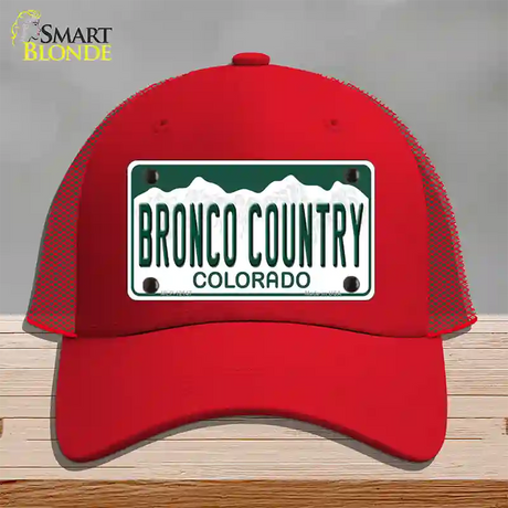 Bronco Country Colorado Novelty License Plate Hat Mesh / Red