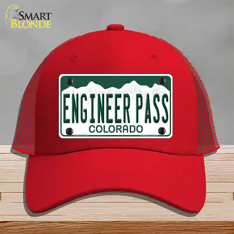 Engineer Pass Colorado Novelty License Plate Hat Mesh / Red