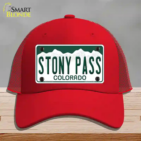 Stony Pass Colorado Novelty License Plate Hat Mesh / Red