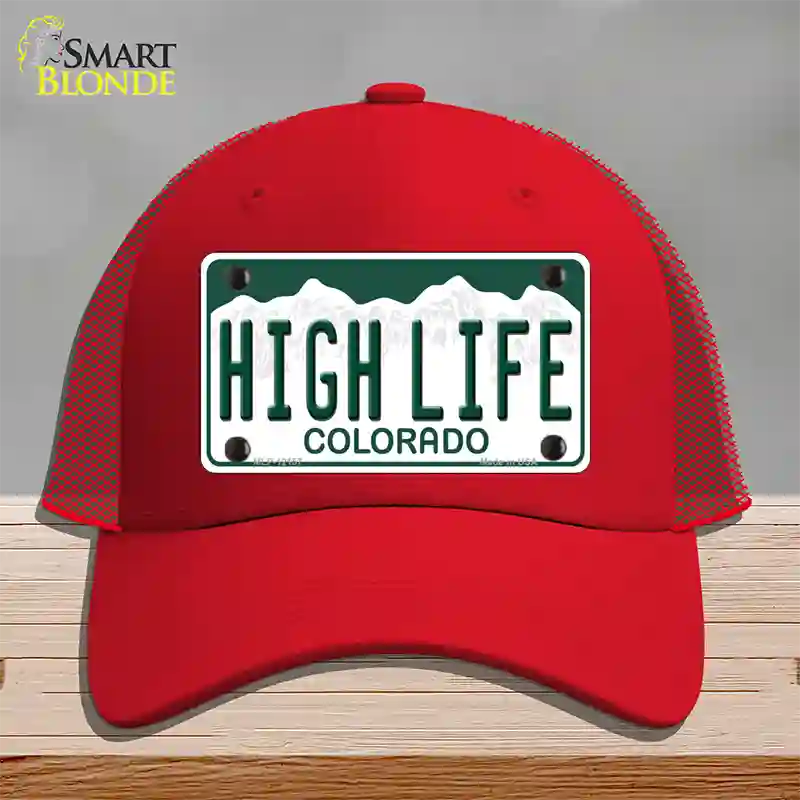 High Life Colorado Novelty License Plate Hat Mesh / Red