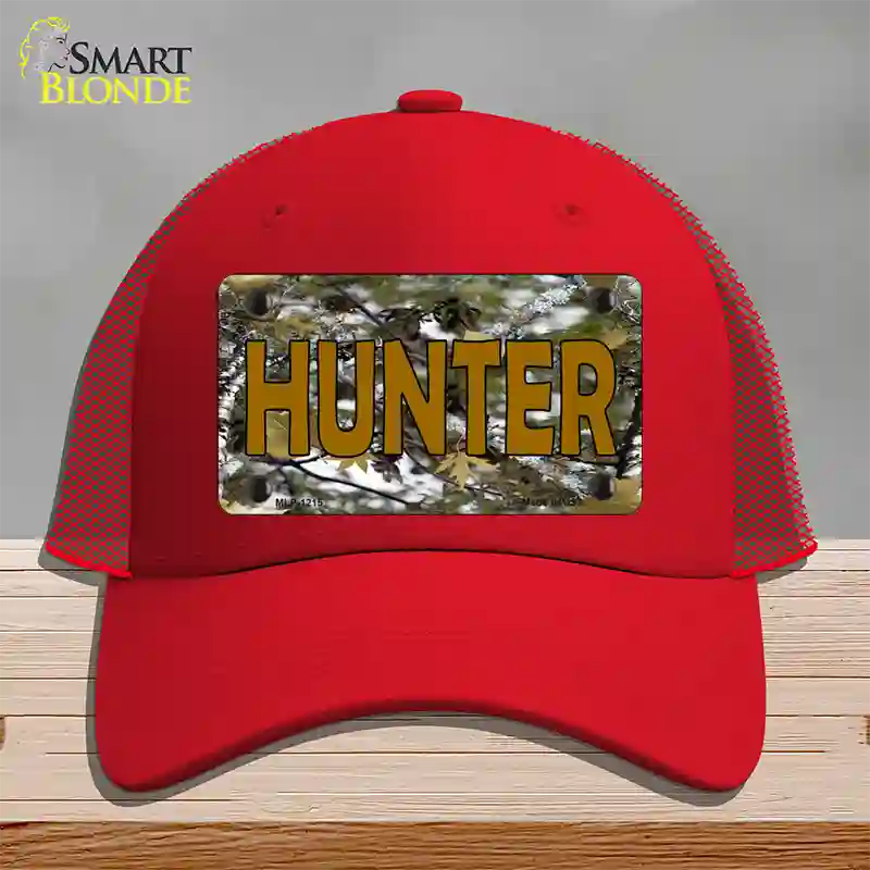 Hunter Camouflage Novelty License Plate Hat Mesh / Red