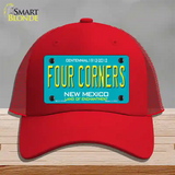 Four Corners Teal New Mexico Novelty License Plate Hat Mesh / Red