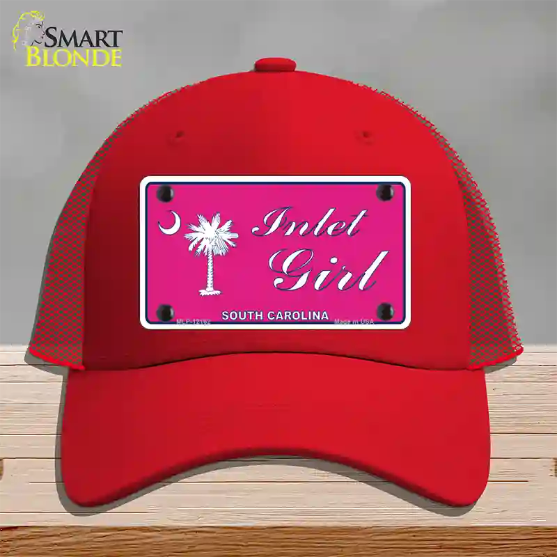 Inlet Girl SC Pink Novelty License Plate Hat Mesh / Red