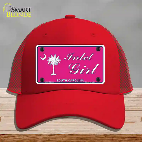 Inlet Girl SC Pink Novelty License Plate Hat Mesh / Red