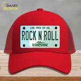 Rock N Roll New Hampshire Novelty License Plate Hat Mesh / Red