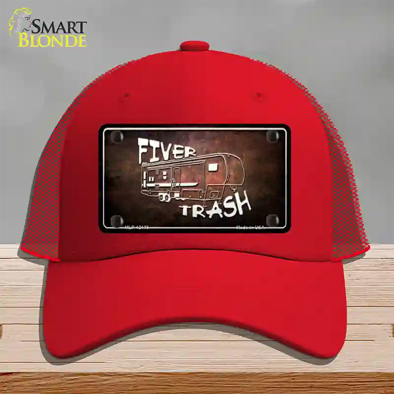 Fiver Trash Novelty License Plate Hat Mesh / Red