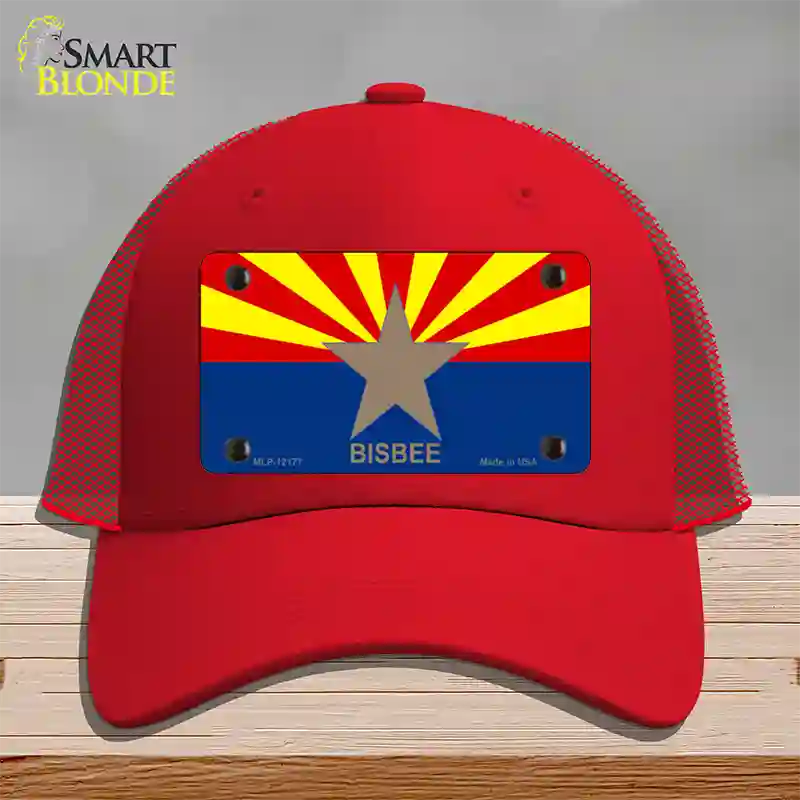 Bisbee Arizona Flag Novelty License Plate Hat Mesh / Red