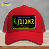 Four Corners New Mexico Black Novelty License Plate Hat Mesh / Red