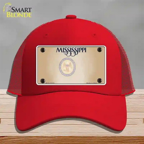 Mississippi Great Seal Blank Novelty License Plate Hat Mesh / Red