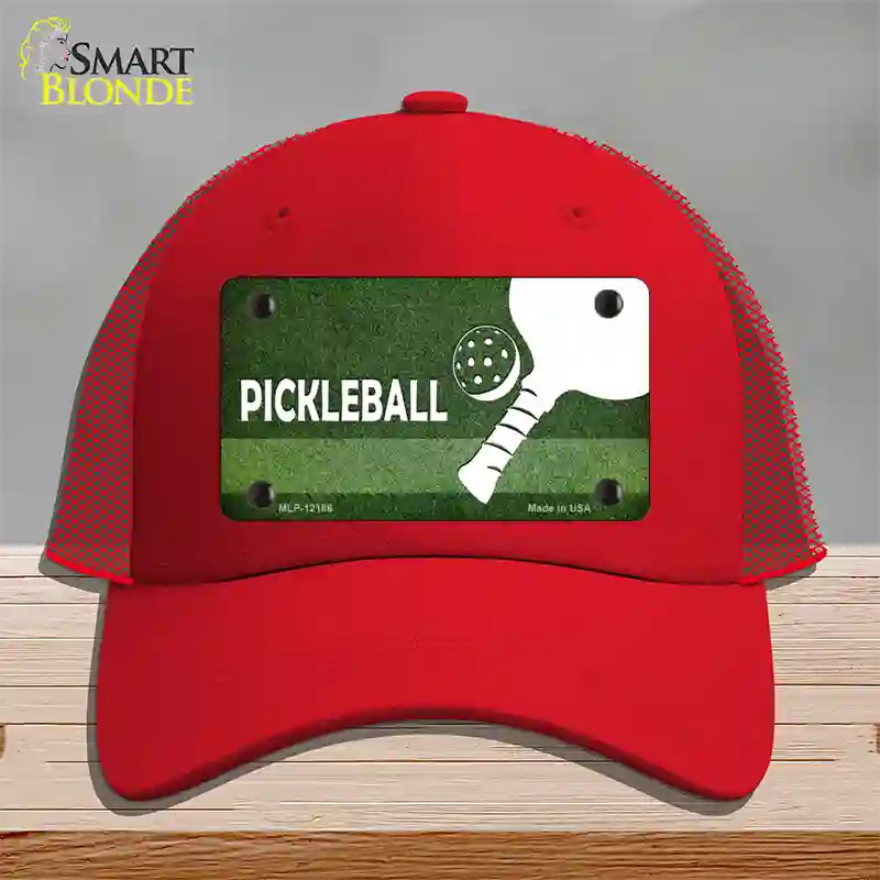 Pickleball Novelty License Plate Hat Mesh / Red