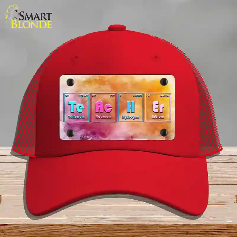 Teacher Periodic Table Novelty License Plate Hat Mesh / Red