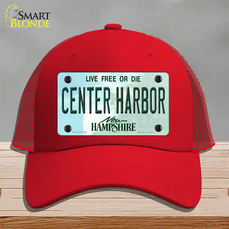 Center Harbor New Hampshire Novelty License Plate Hat Mesh / Red