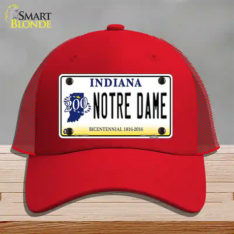 Notre Dame Indiana Novelty License Plate Hat Mesh / Red