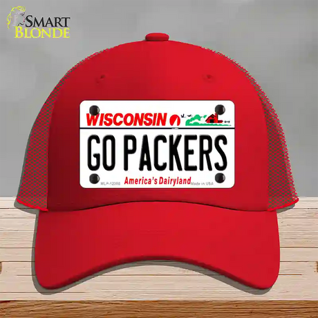 Go Packers Wisconsin Novelty License Plate Hat Mesh / Red