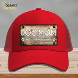 Dog Mom Novelty License Plate Hat Mesh / Red