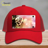 Watercolor Rose Novelty License Plate Hat Mesh / Red