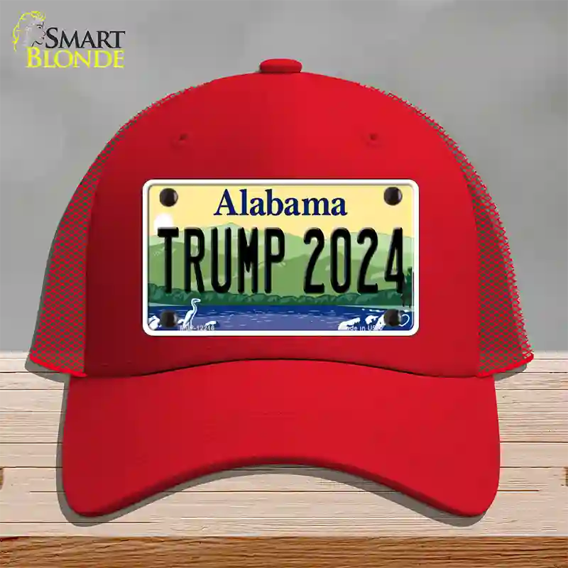 Trump 2024 Alabama Novelty License Plate Hat Mesh / Red