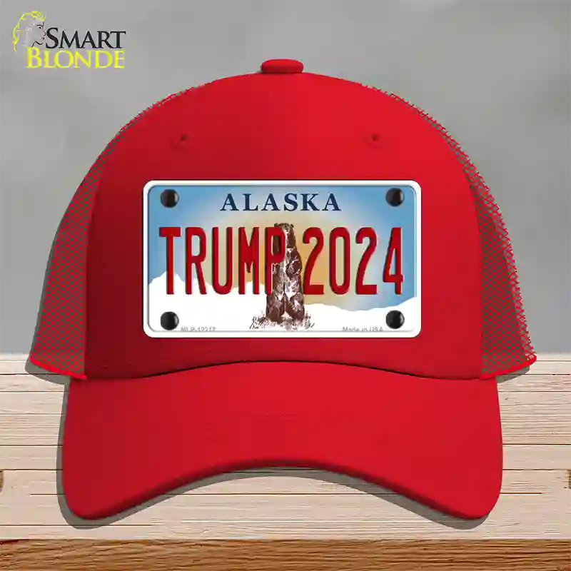 Trump 2024 Alaska Novelty License Plate Hat Mesh / Red