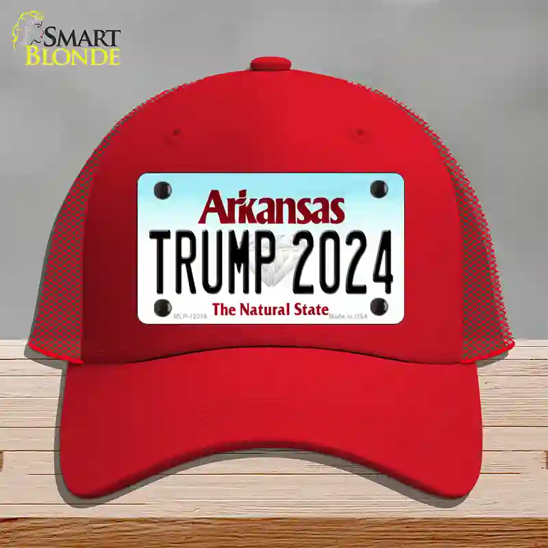 Trump 2024 Arkansas Novelty License Plate Hat Mesh / Red