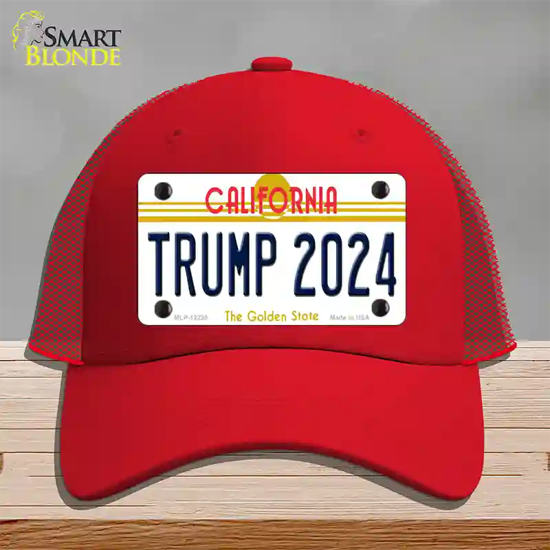 Trump 2024 California Novelty License Plate Hat Mesh / Red