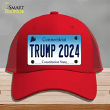 Trump 2024 Connecticut Novelty License Plate Hat Mesh / Red