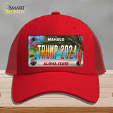 Trump 2024 Hawaii Novelty License Plate Hat Mesh / Red