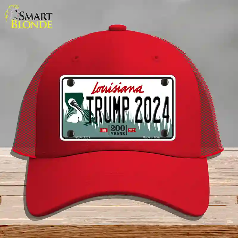 Trump 2024 Louisiana Novelty License Plate Hat Mesh / Red