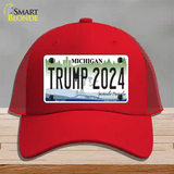 Trump 2024 Michigan Novelty License Plate Hat Mesh / Red