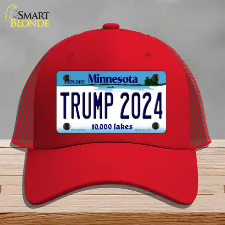 Trump 2024 Minnesota Novelty License Plate Hat Mesh / Red