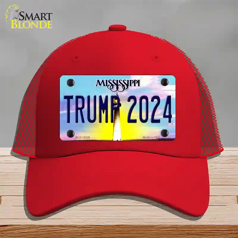 Trump 2024 Mississippi Novelty License Plate Hat Mesh / Red