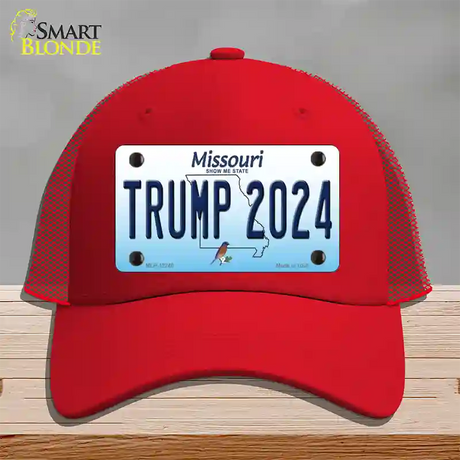 Trump 2024 Missouri Novelty License Plate Hat Mesh / Red