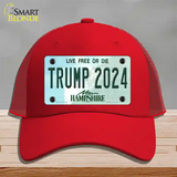 Trump 2024 New Hampshire Novelty License Plate Hat Mesh / Red