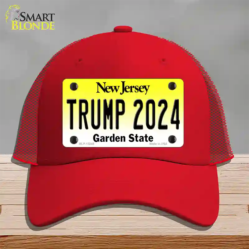 Trump 2024 New Jersey Novelty License Plate Hat Mesh / Red