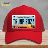 Trump 2024 North Dakota Novelty License Plate Hat Mesh / Red