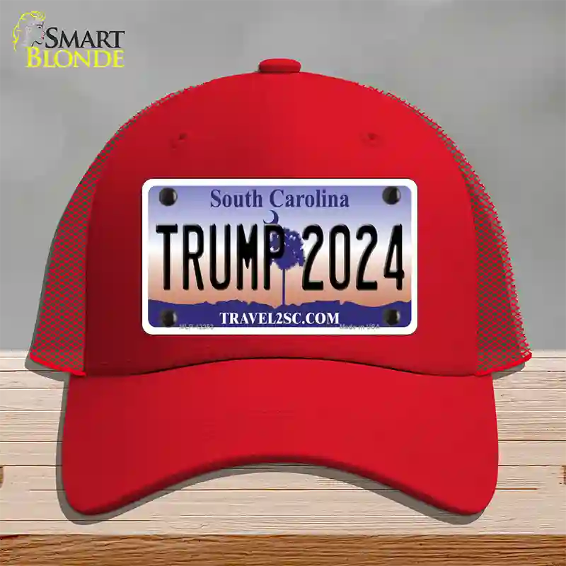 Trump 2024 South Carolina Novelty License Plate Hat Mesh / Red