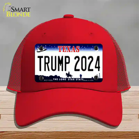 Trump 2024 Texas Novelty License Plate Hat Mesh / Red