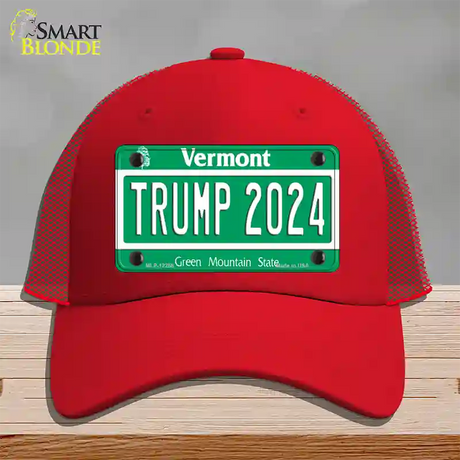 Trump 2024 Vermont Novelty License Plate Hat Mesh / Red