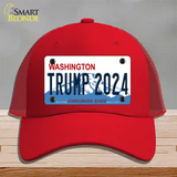 Trump 2024 Washington Novelty License Plate Hat Mesh / Red