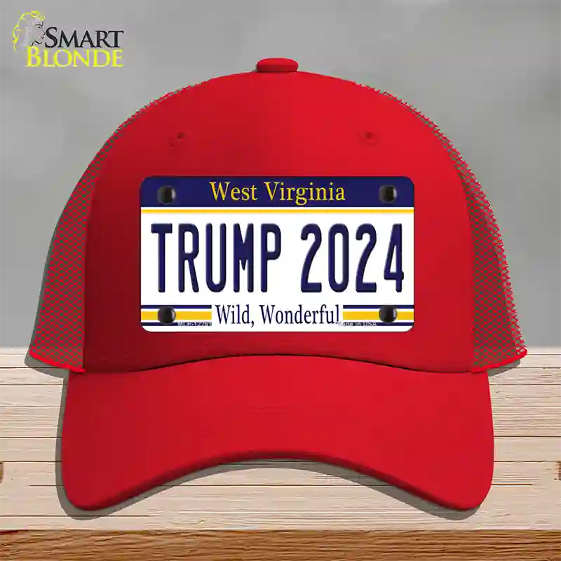 Trump 2024 West Virginia Novelty License Plate Hat Mesh / Red