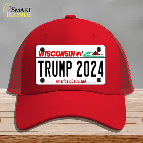 Trump 2024 Wisconsin Novelty License Plate Hat Mesh / Red