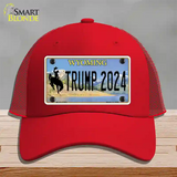 Trump 2024 Wyoming Novelty License Plate Hat Mesh / Red