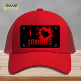 I Love Zombies Novelty License Plate Hat Mesh / Red