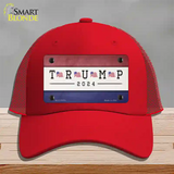 Trump 2024 USA Flag Novelty License Plate Hat Mesh / Red