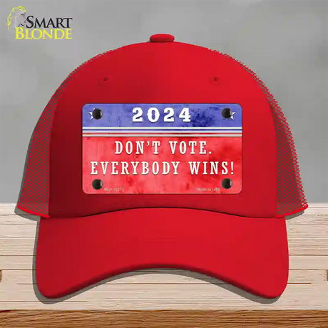 Dont Vote Everyone Wins 2020 Novelty License Plate Hat Mesh / Red