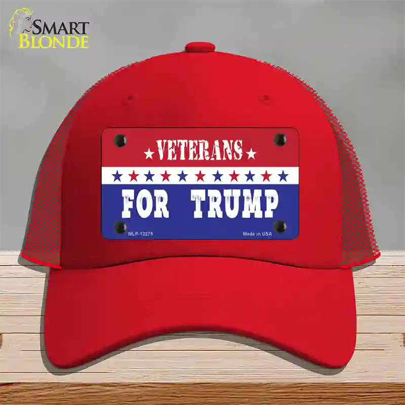 Veterans For Trump Novelty License Plate Hat Mesh / Red